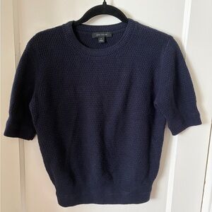 Ann Taylor Midnight Blue Textured Crewneck Sweater